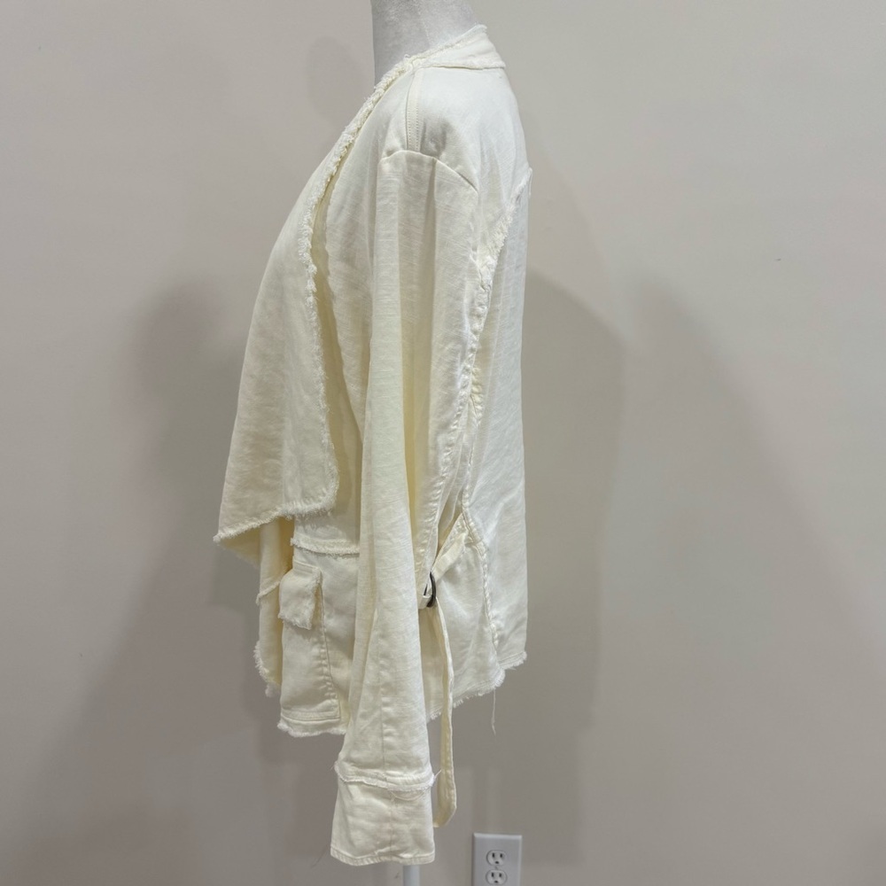 Free People Linen Blend Frayed Edge Blazer Size Medium - Picture 3 of 8
